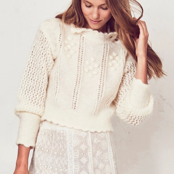Loveshackfancy Persephone Sweater in Cream Puff - Picture 3 of 9